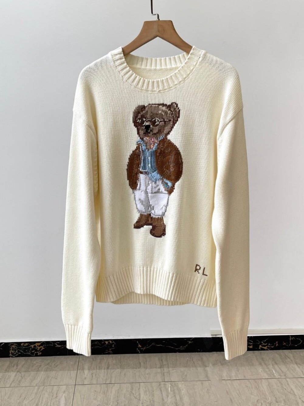 Polo Ralph Lauren Cream Bear Graphic Crewneck Sweater